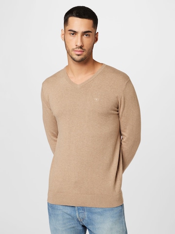 TOM TAILOR Regularny krój Sweter w kolorze brązowy: przód