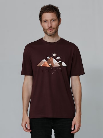 Watapparel Shirt ' Mountains & Moon ' in Rood: voorkant