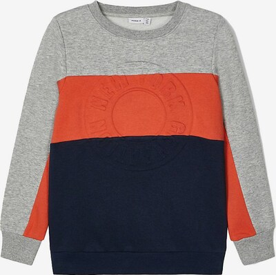 NAME IT Sweatshirt 'Siger' in marine / graumeliert / orangerot, Produktansicht