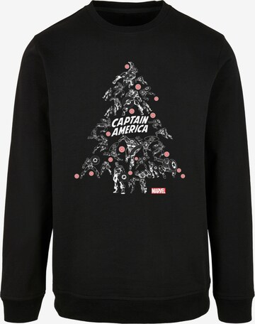 ABSOLUTE CULT Sweatshirt 'Captain America - Christmas Tree' in Black: front