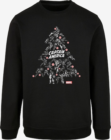 ABSOLUTE CULT Sweatshirt 'Captain America - Christmas Tree' in Zwart: voorkant