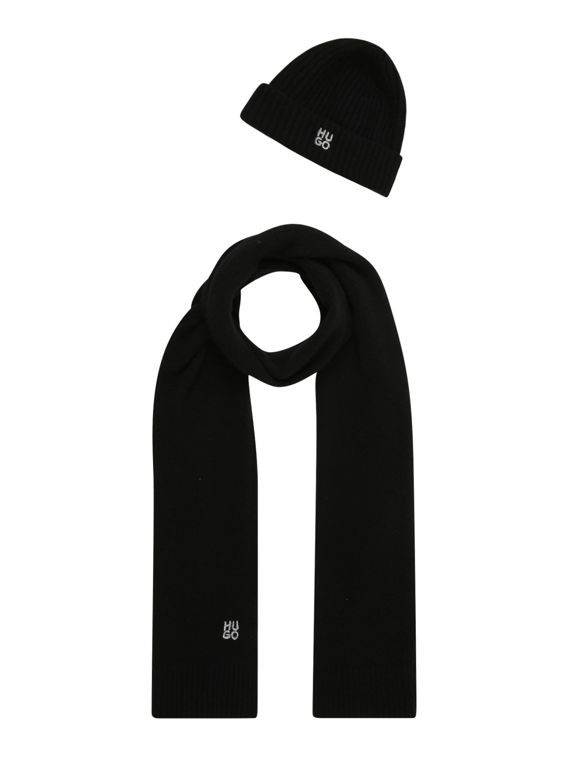 HUGO Κασκόλ 'Sarmi' σε μαύρο: μπροστά