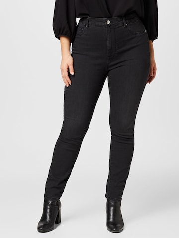 ONLY Carmakoma Skinny Jeans 'Kila' in Zwart: voorkant