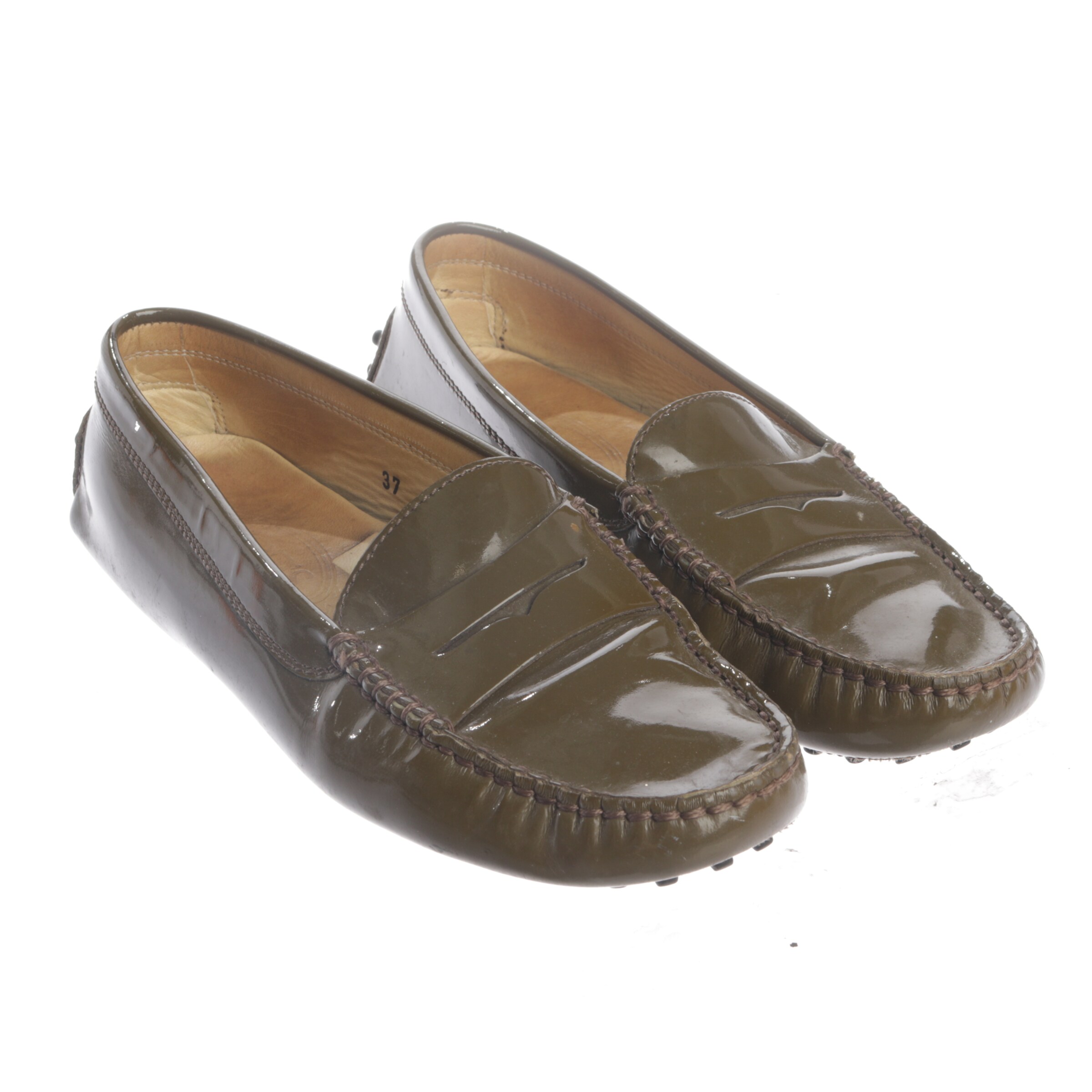 Tod's Flats & Loafers in 37 in Green: front