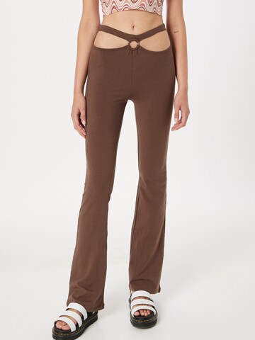 NEON & NYLON Rozkloszowany krój Spodnie w kolorze brązowy: przód