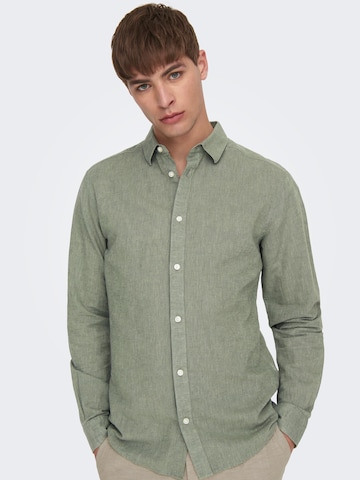 Only & Sons Slim fit Button Up Shirt 'Caiden' in Green: front