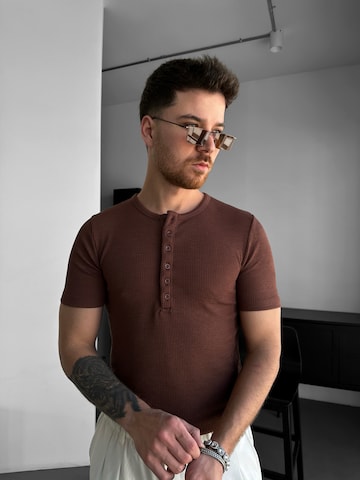 Kleidermafia Shirt 'Slim Fit Button' in Bruin