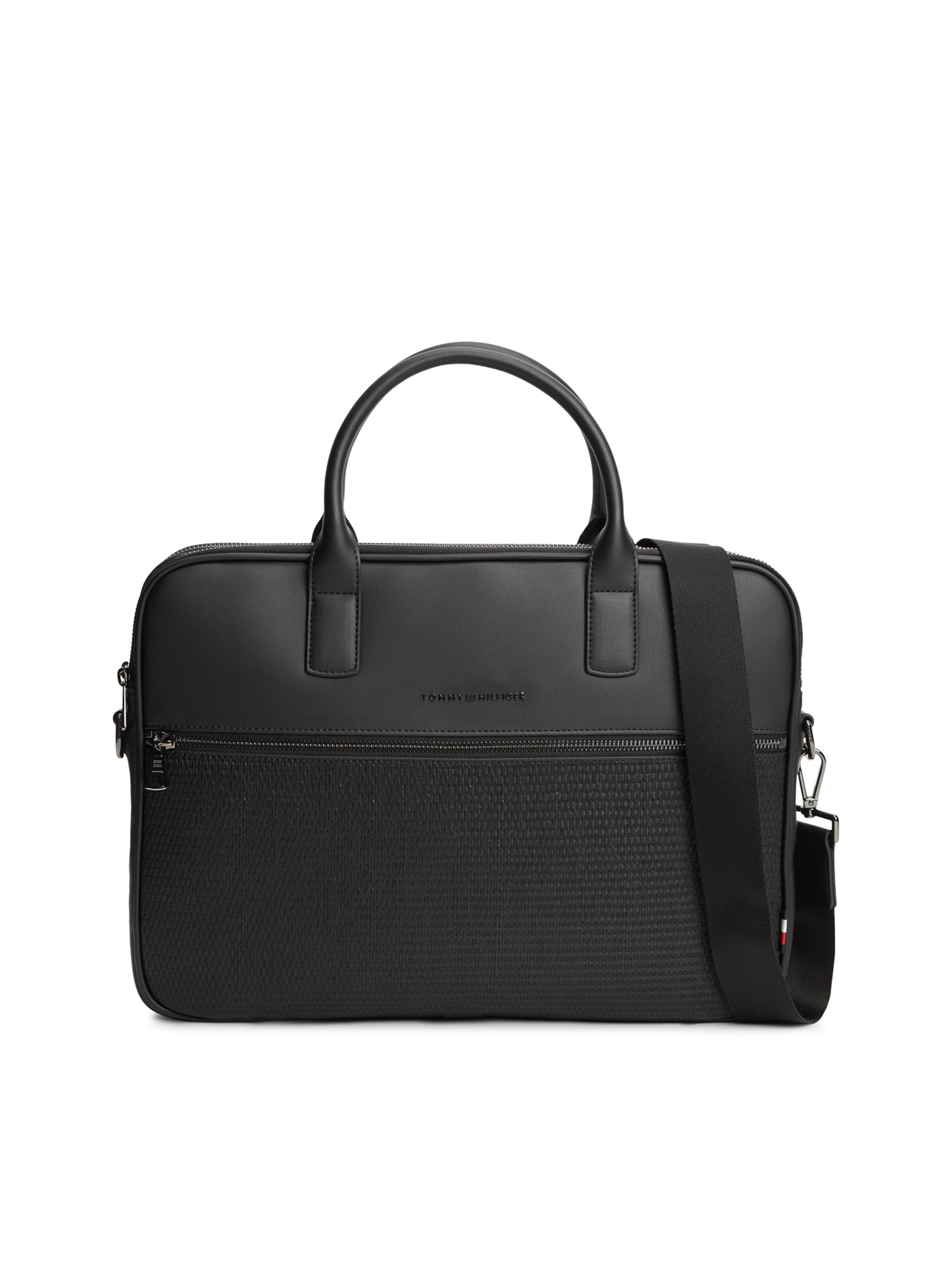 TOMMY HILFIGER Τσάντα λάπτοπ 'WOVEN' σε μαύρο: μπροστά