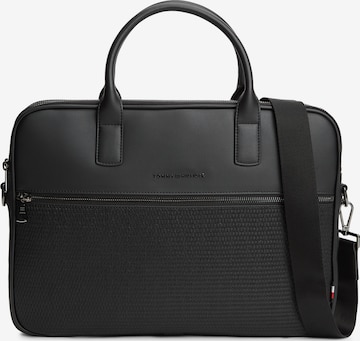 TOMMY HILFIGERTorba za laptop 'WOVEN' - crna boja: prednji dio