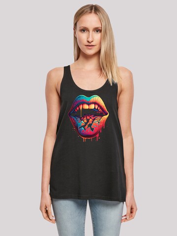 F4NT4STIC Top 'Drooling Lips' in Black: front