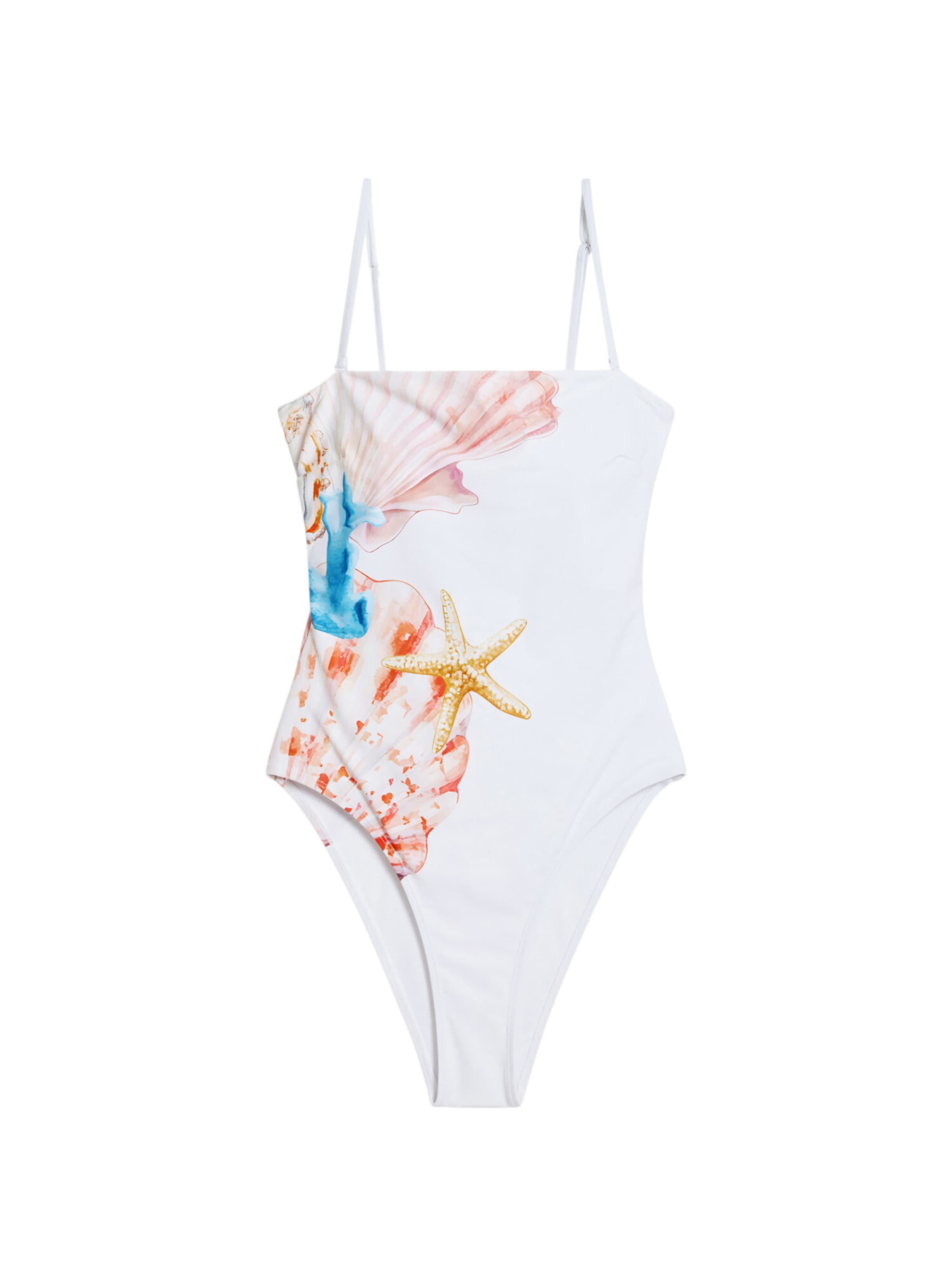Desigual Bandeau Swimsuit in White ABOUT YOU