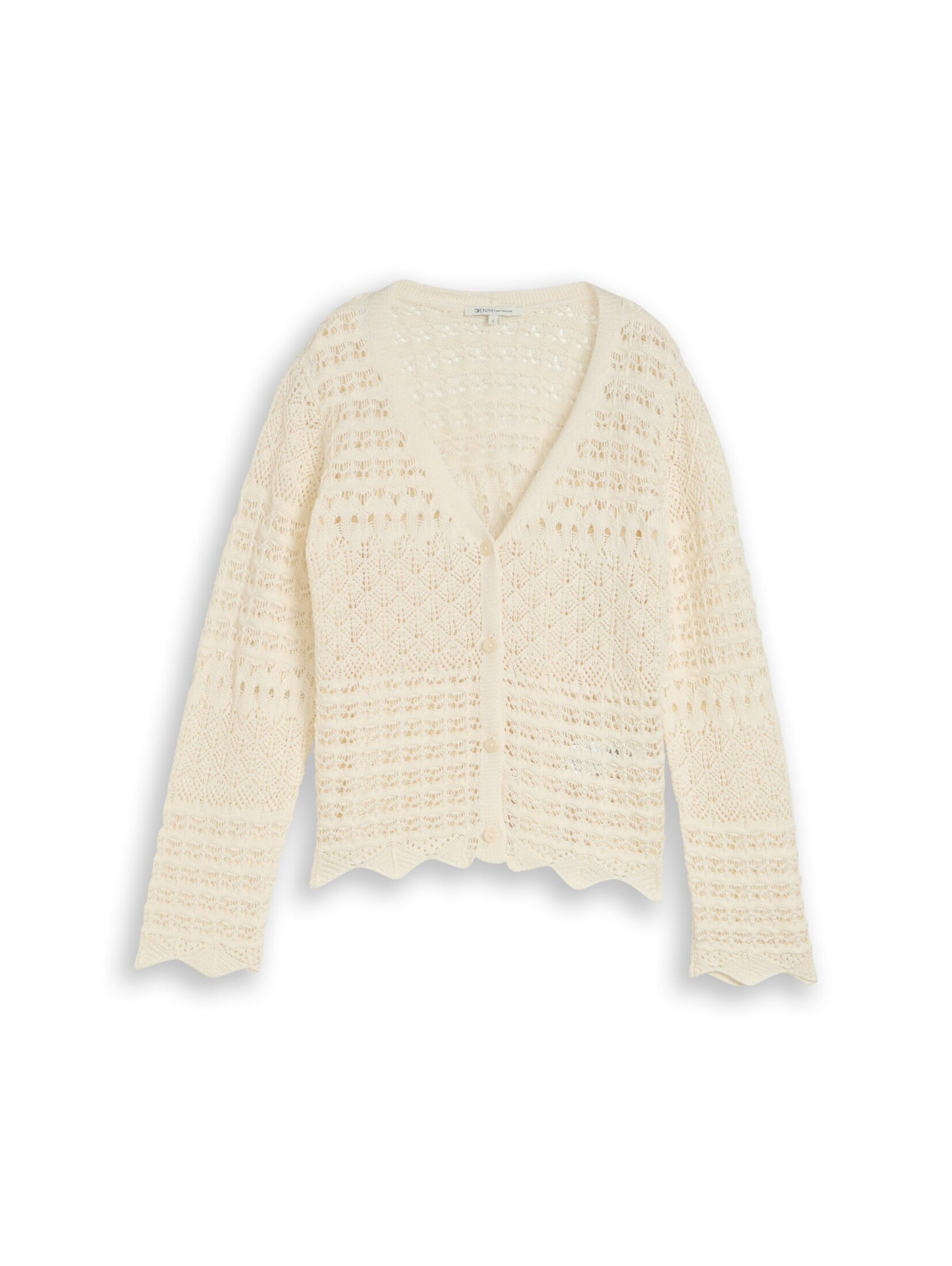 TOM TAILOR DENIM Knit Cardigan in White: front