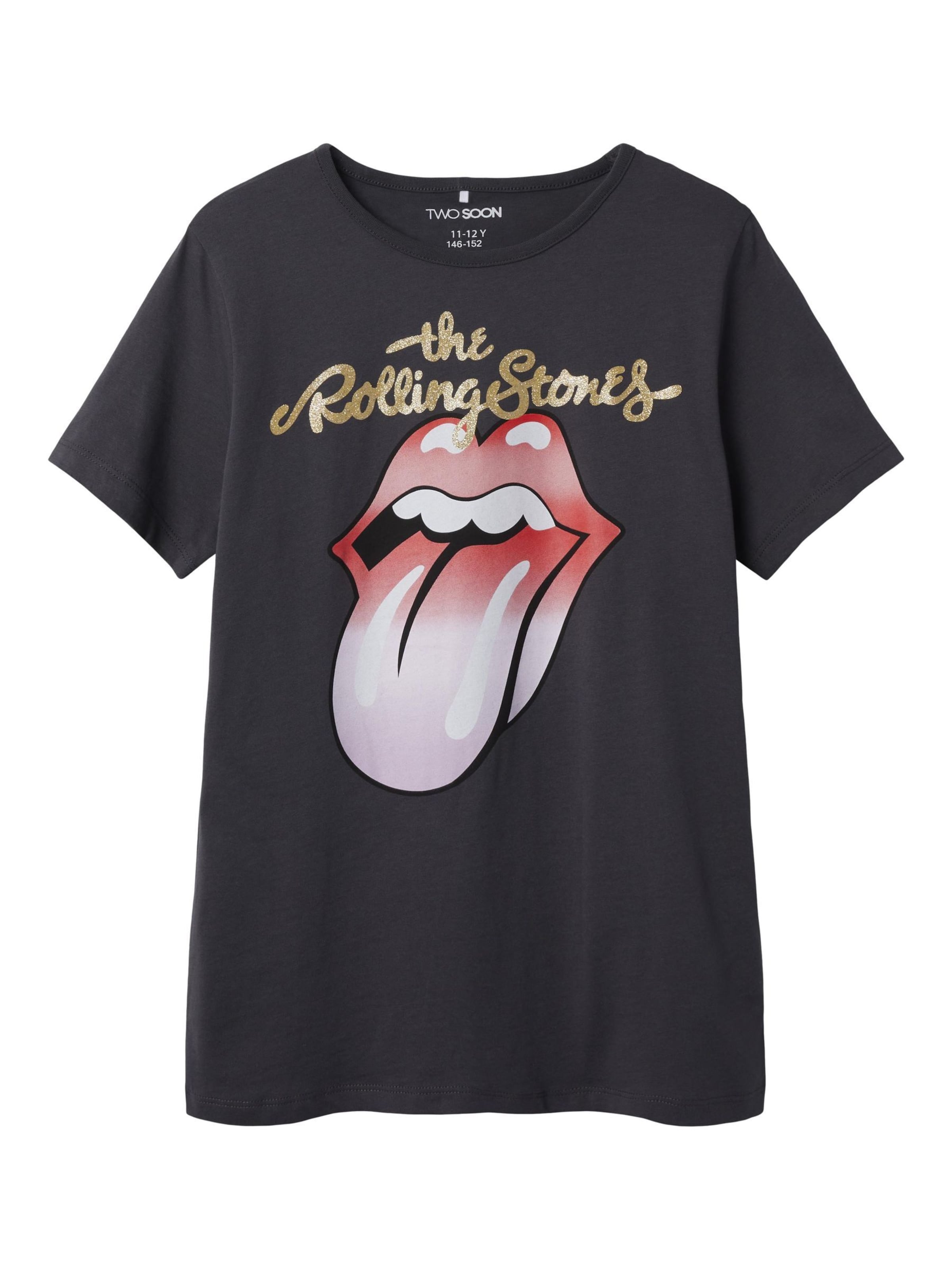 TWO SOON - Camiseta 'Rolling Stones' en negro: frente