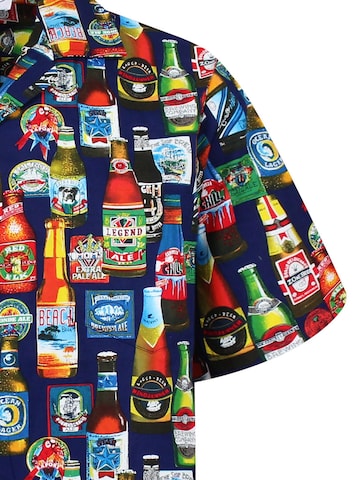 Pacific Legend Regular fit Button Up Shirt 'Bierflaschen Allover' in Blue