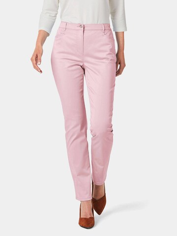 Coupe slim Pantalon 'Carla' Goldner en rose : devant