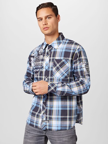 CAMP DAVID Regular fit Button Up Shirt in Blue: front