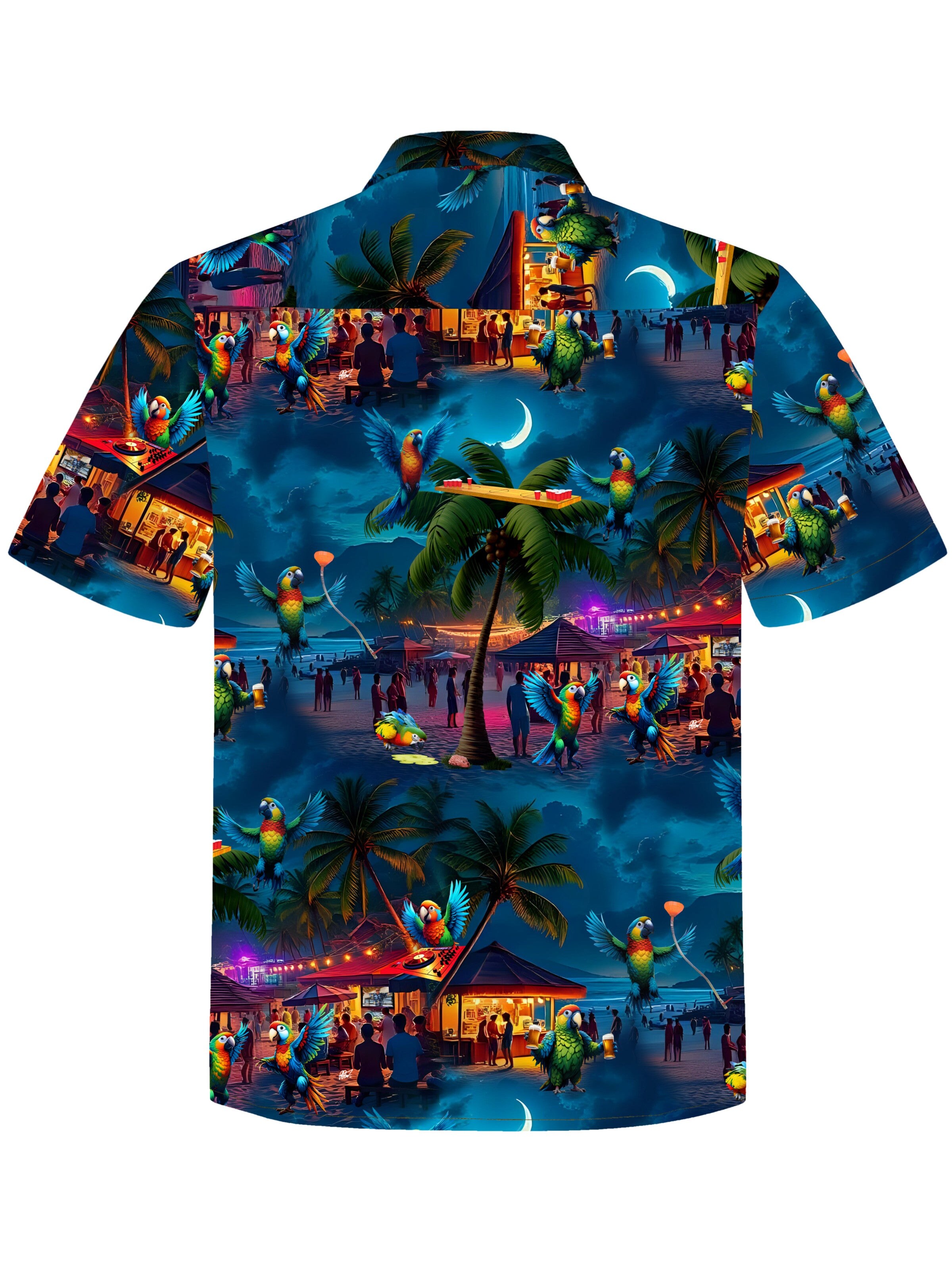 Hawaiihemdshop.de Regularny krój Koszula 'Hawaiihemd Party Parrots' w kolorze niebieski