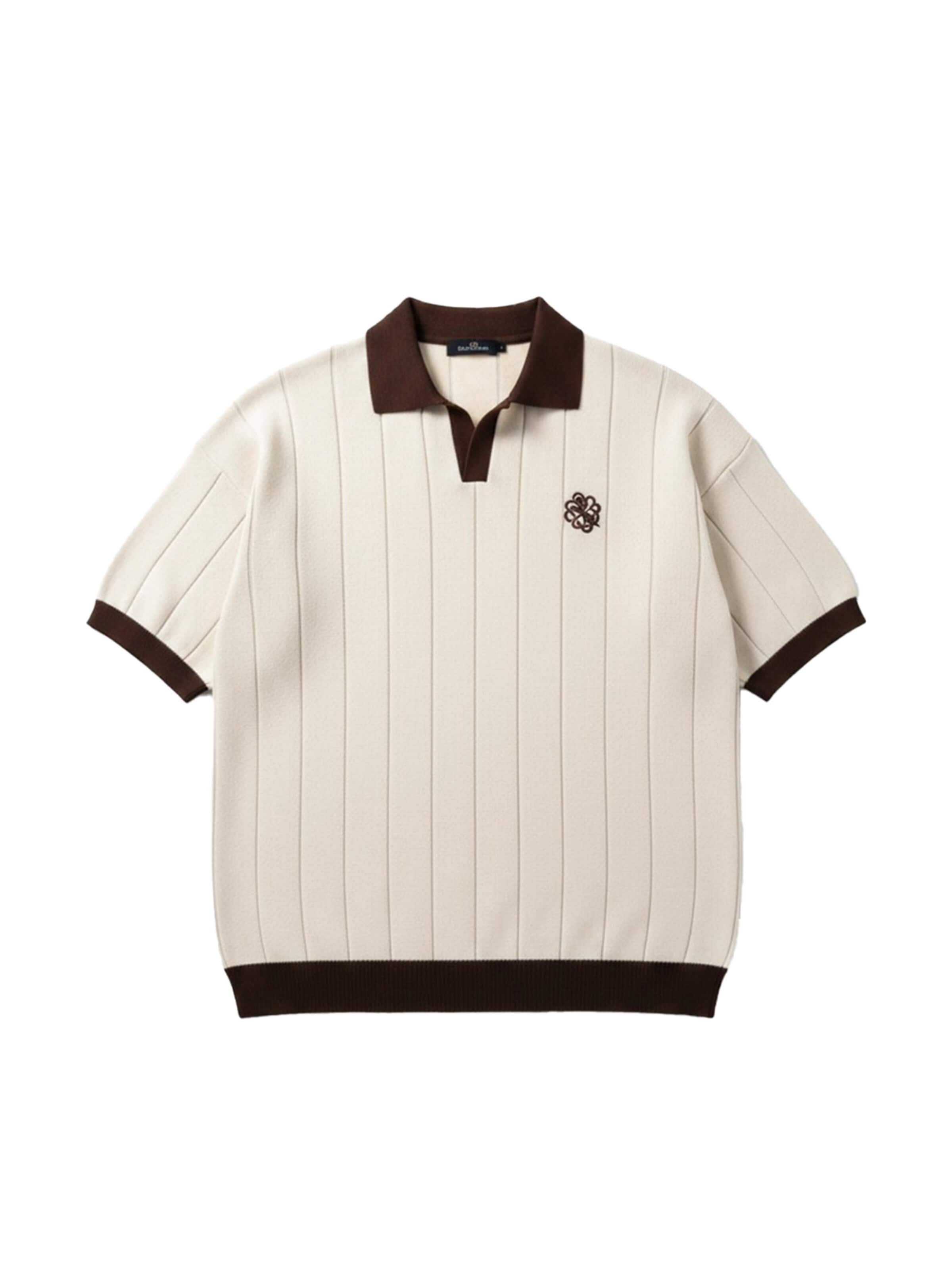 Kleidermafia Paita 'Loose Fit Embroidered Polo T-shirt - Cremé' koossa XS värissä kerma, Tuotenäkymä