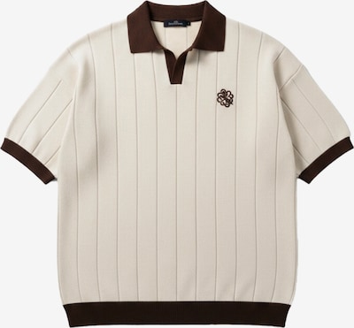Kleidermafia Paita 'Loose Fit Embroidered Polo T-shirt - Cremé' koossa XS värissä kerma, Tuotenäkymä