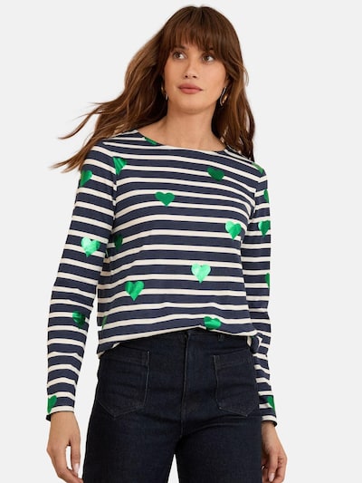 love & roses Majica | mornarska / žad / bela barva, Prikaz izdelka