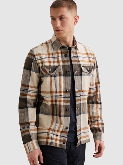 PME Legend Overhemd 'Shirt with check pattern and badge' in S in de kleur Oranje, Productweergave