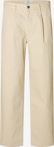 SELECTEDLoosefit Traperice s naborima - bež boja: prednji dio