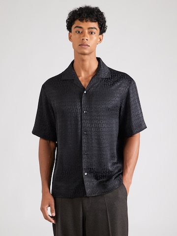 HUGO Comfort fit Overhemd 'Espino' in Zwart: voorkant