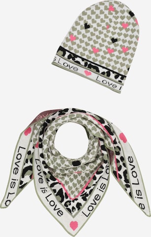 Zwillingsherz Шапка 'Love Is Love' в зелено: отпред