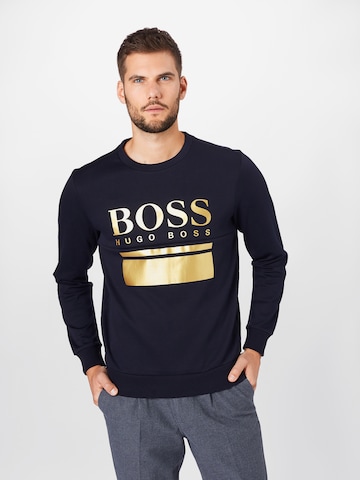 BOSS Green Regular fit Sweatshirt 'Salbo 1' in Blauw: voorkant