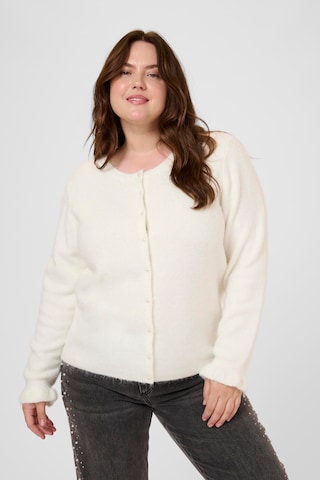 KAFFE CURVE Knit cardigan 'KCcirsten' in White: front