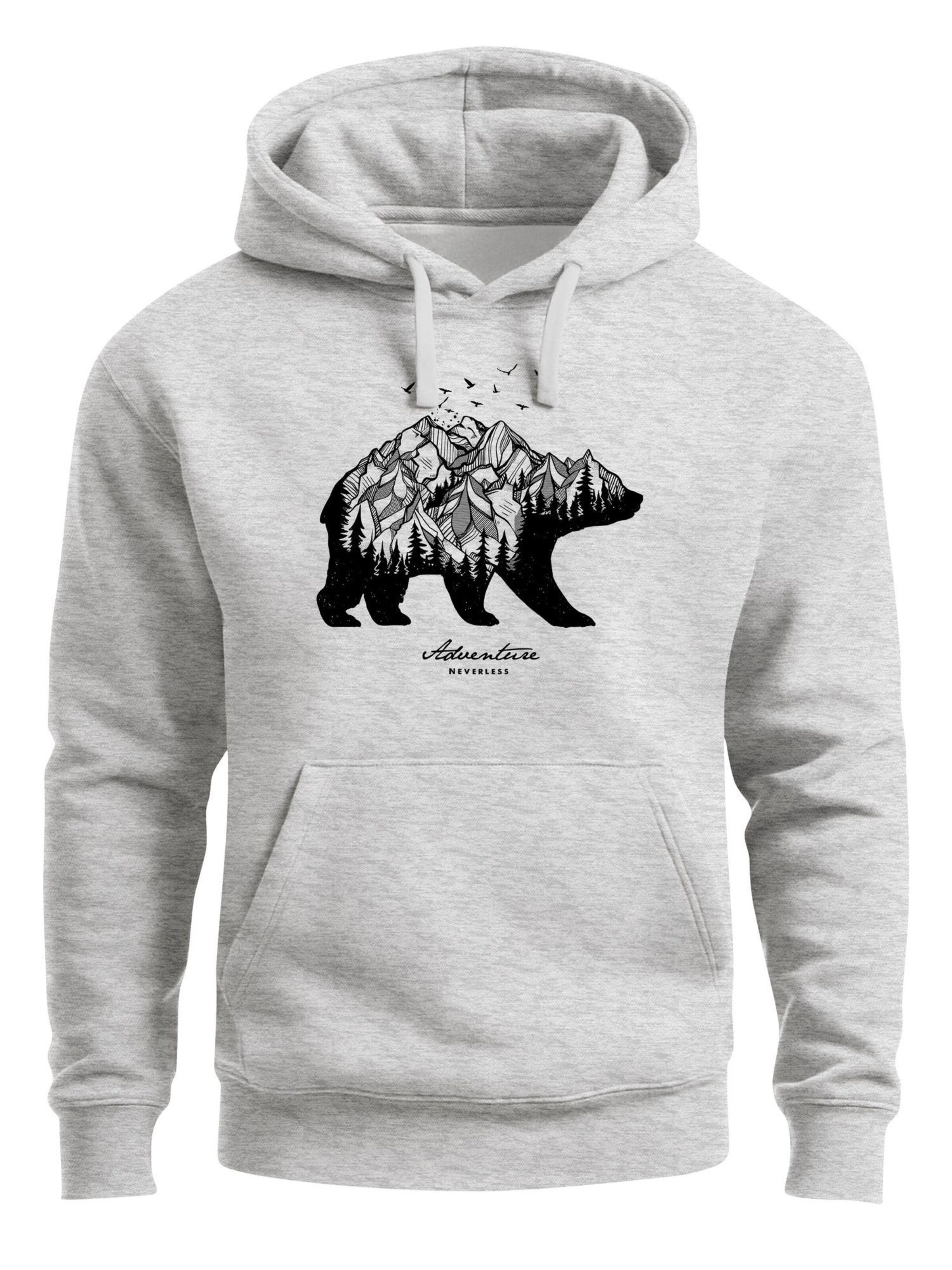 Neverless Sweatshirt 'Mountain Bear' in Grey: front