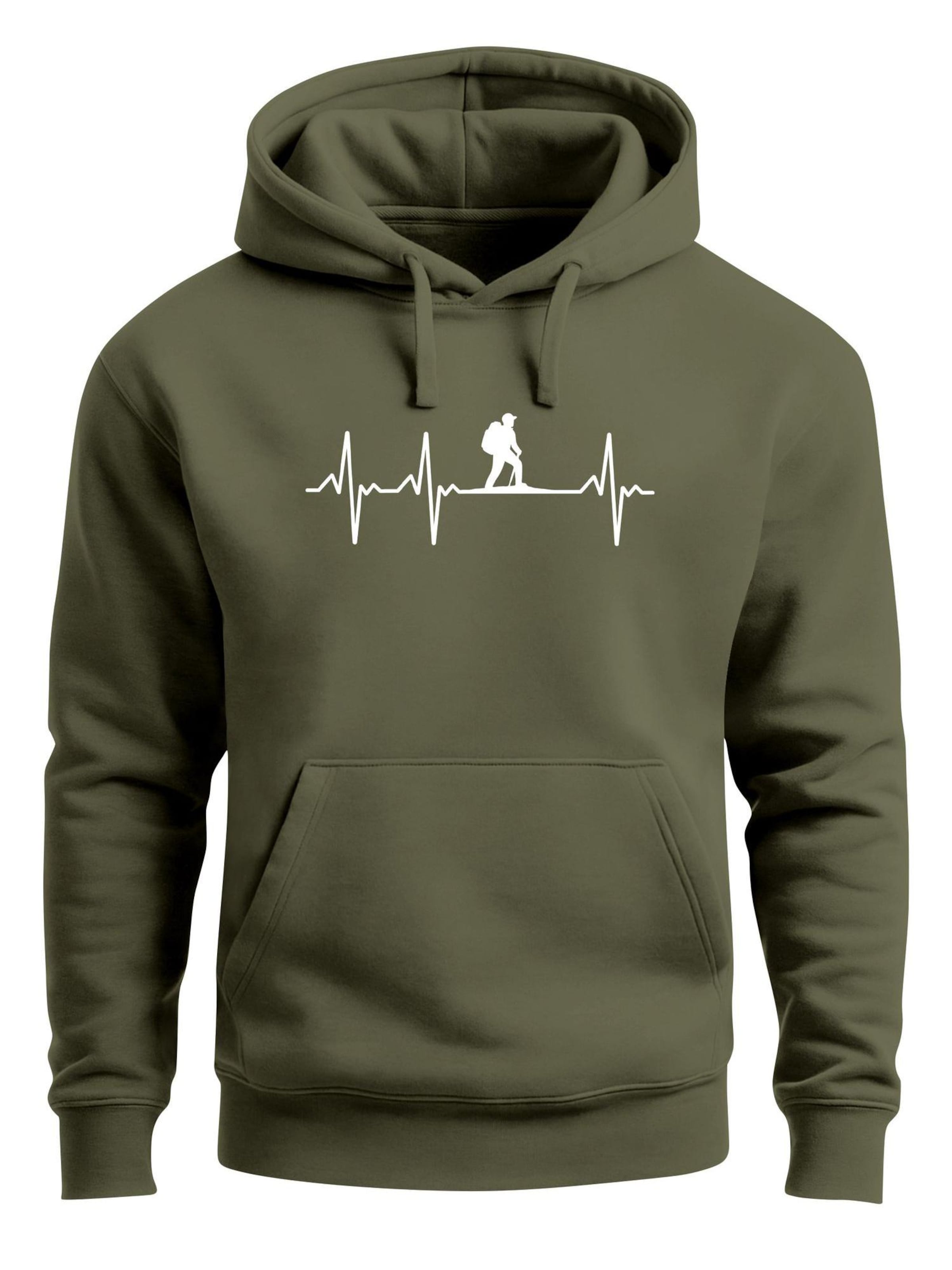 Neverless Sweatshirt 'Wanderer Herzschlag' in Green: front