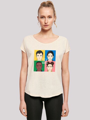 F4NT4STIC Shirt 'Sex Education Blur Cover Netflix TV Series' in Beige: voorkant