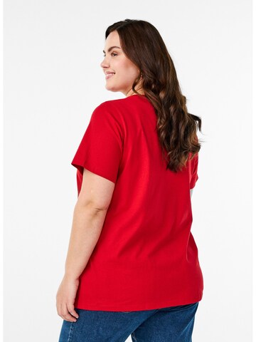 Zizzi Shirt 'Velin' in Red