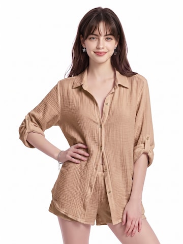 TorWeit Oversizeshirt 'Essential Cotton Shirt'‌‌‌‌ in Beige
