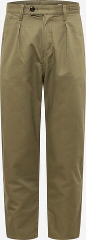 G-Star RAW Normální Kalhoty se sklady v pase – zelená: přední strana