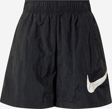 Nike Sportswear Широки крачоли Панталон в черно: отпред