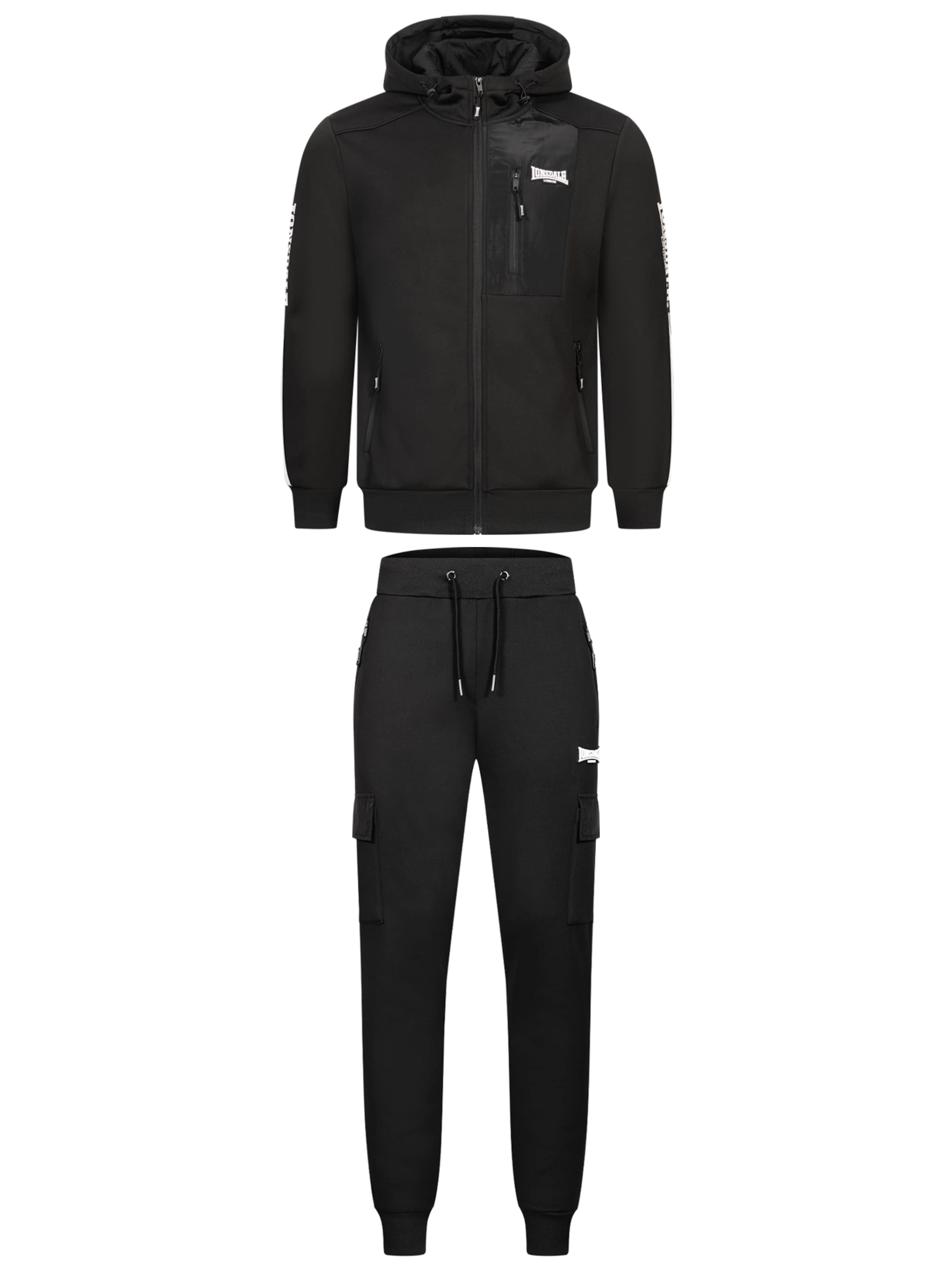 LONSDALE Tepláková souprava 'BULOUGH' – černá: přední strana