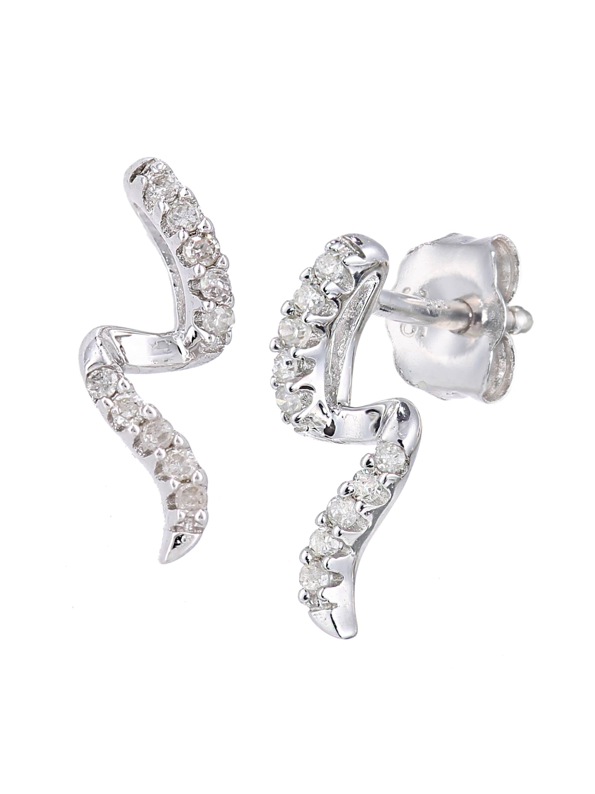 DIAMANT LETERNEL Ohrringe 'Ohrringe aus 375 Weißgold mit Diamant'‌‌‌‌ in Silber: Vorderseite