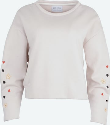WHITE RVBBIT - Sudadera 'Mad Hatter' en beige: frente
