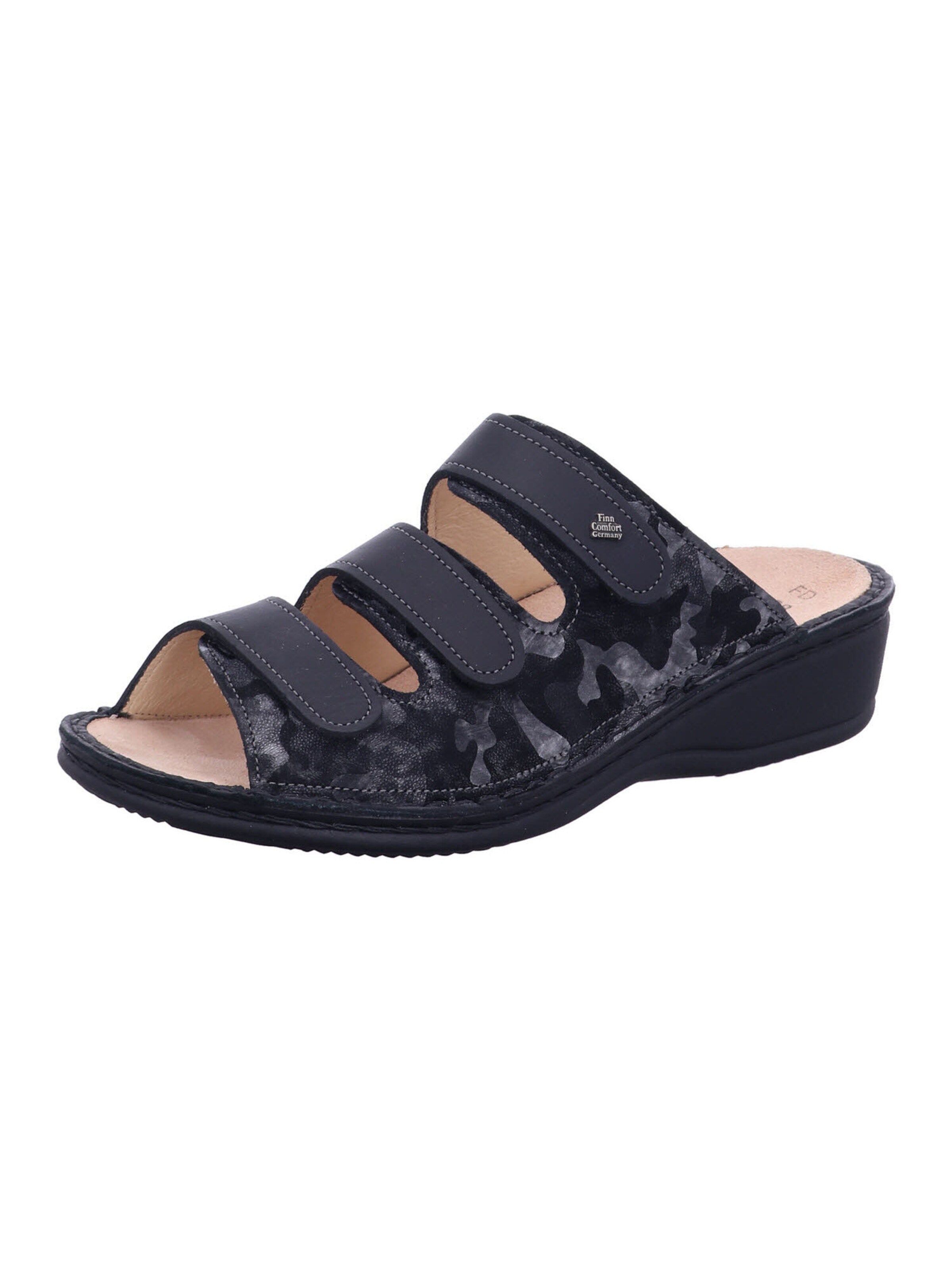 Finn Comfort Mules in Black: front