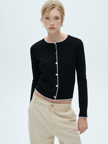MANGO Knit Cardigan 'LUCCAPK' in Black: front