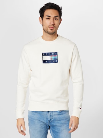 Tommy Jeans Sweatshirt 'Tartan' in Weiß: predná strana