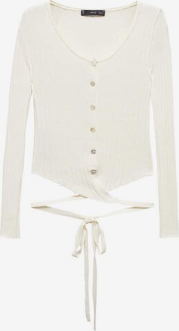 MANGO Knit Cardigan 'Puntas' in Beige: front