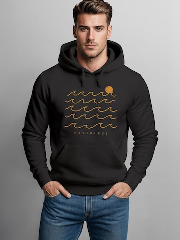 Neverless Sweatshirt 'Wellen Sonne' in Schwarz