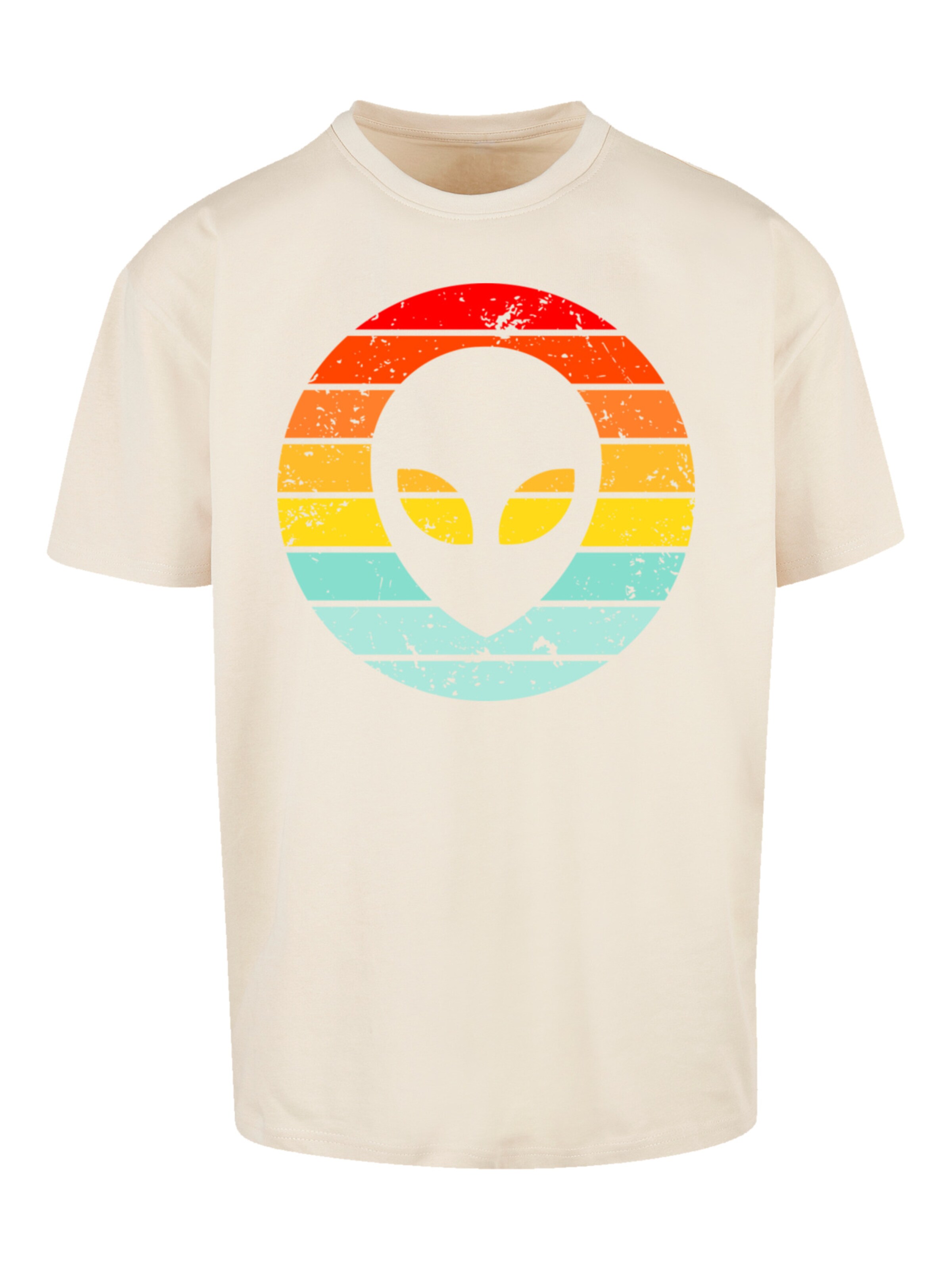 F4NT4STIC Shirt 'Alien Retro Sonnenuntergang' in Beige: voorkant