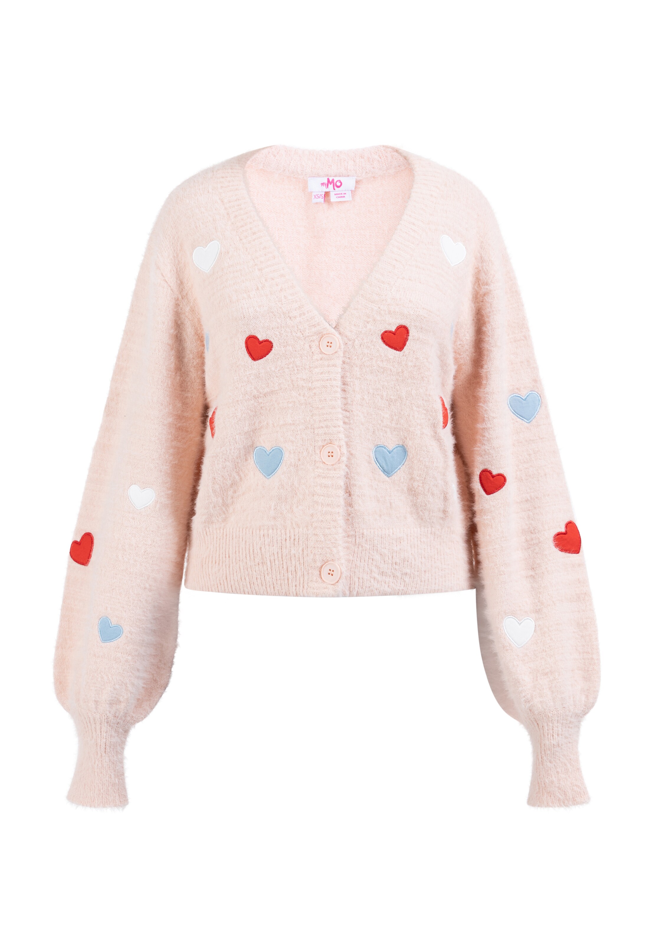 rozā MYMO Adīta jaka: no priekšpuses