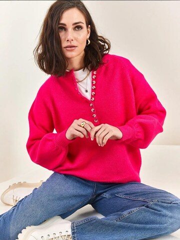 Pullover di Bianco Lucci in rosa: frontale