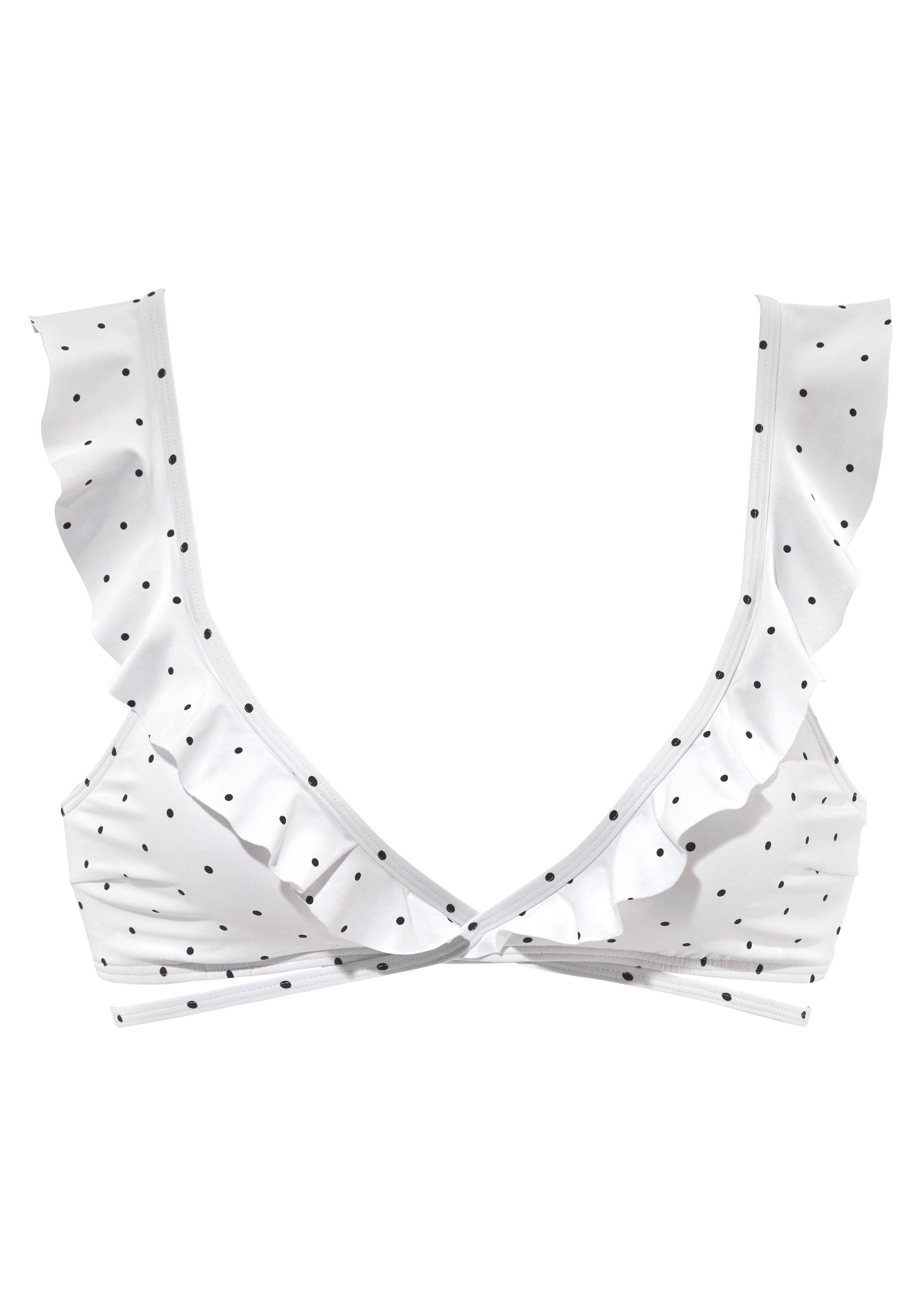 LASCANA Сутиен с триъгълни чашки Горнище на бански 'Sparkle' в бяло: отпред