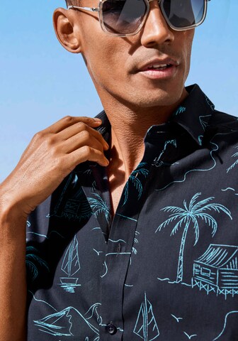 JOHN DEVIN Regular Fit Hemd 'Hawaii' in Blau